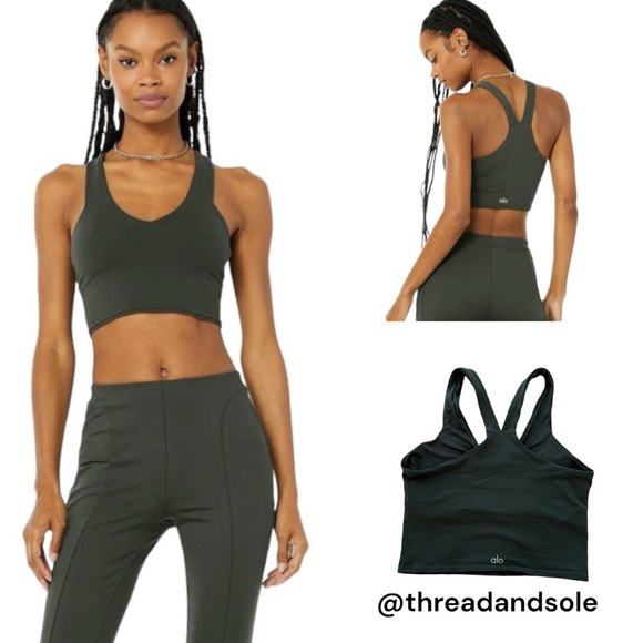 ALO Yoga Tops - ALO Airbrush Dark Cactus Real Bra Tank
